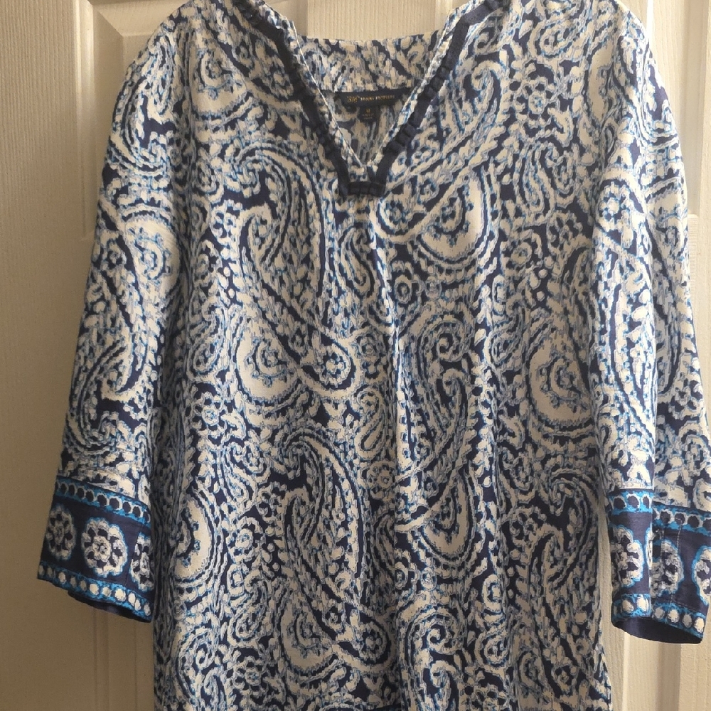 Brooks Brothers Blue and White Paisley Tunic